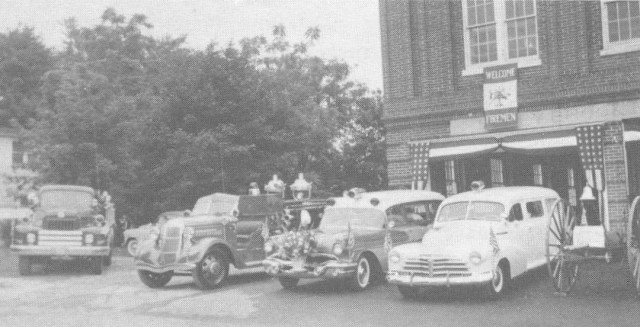 The 1948 Chevrolet ambulance with the rest of Honey Brook's equipment in July 1956. It's replacement is sitting next to it. We would buy the '48 ambulance less than 2 years later. (Photo Credit: Honey Brook Fire Company)